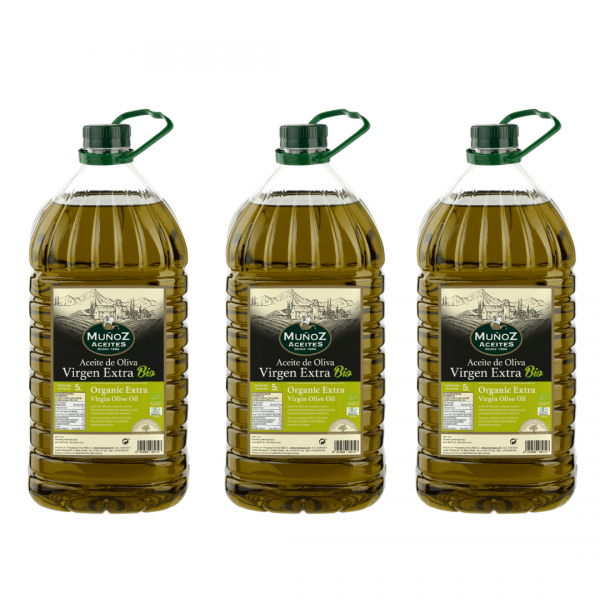 Caja 3 Garrafas PET 5 L | Aceite de Oliva Virgen Extra BIO | Muñoz - Comprar Aceite de Oliva Virgen Extra