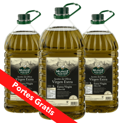 Caja 3 Garrafas PET 5 L | Aceite de Oliva Virgen Extra | Muñoz - Comprar Aceite de Oliva Virgen Extra Garrafa 5 Litros caja de 3 unidades