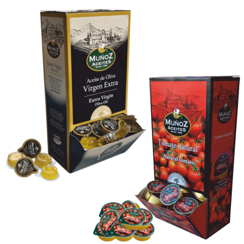 Pack 1 Expositor de Aceite de Oliva + 1 Expositor de Tomate Natural Triturado